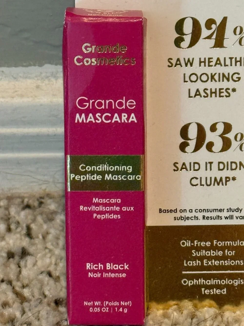 NIB Grande Cosmetics | Mini Conditioning Peptide Mascara | Noir Intense